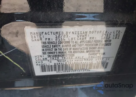 2024 Nissan Sentra S Xtronic Cvt z USA, uszkodzony, nr VIN 3N1AB8BV0RY273936